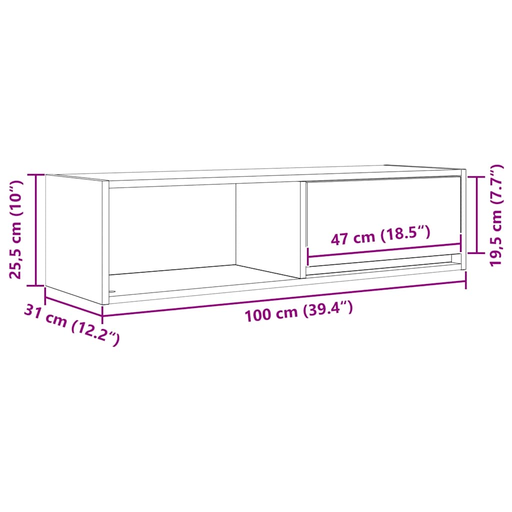 Muebles de TV 2 uds 100x31x25,5 cm Madera ingeniería envejecida