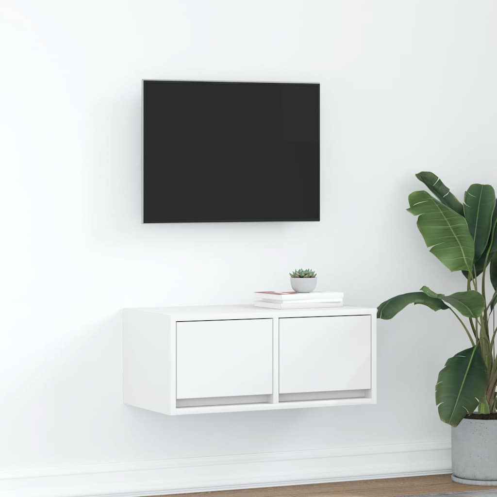 Mueble de pared TV con luces LED gris hormigón 140x31x38 cm