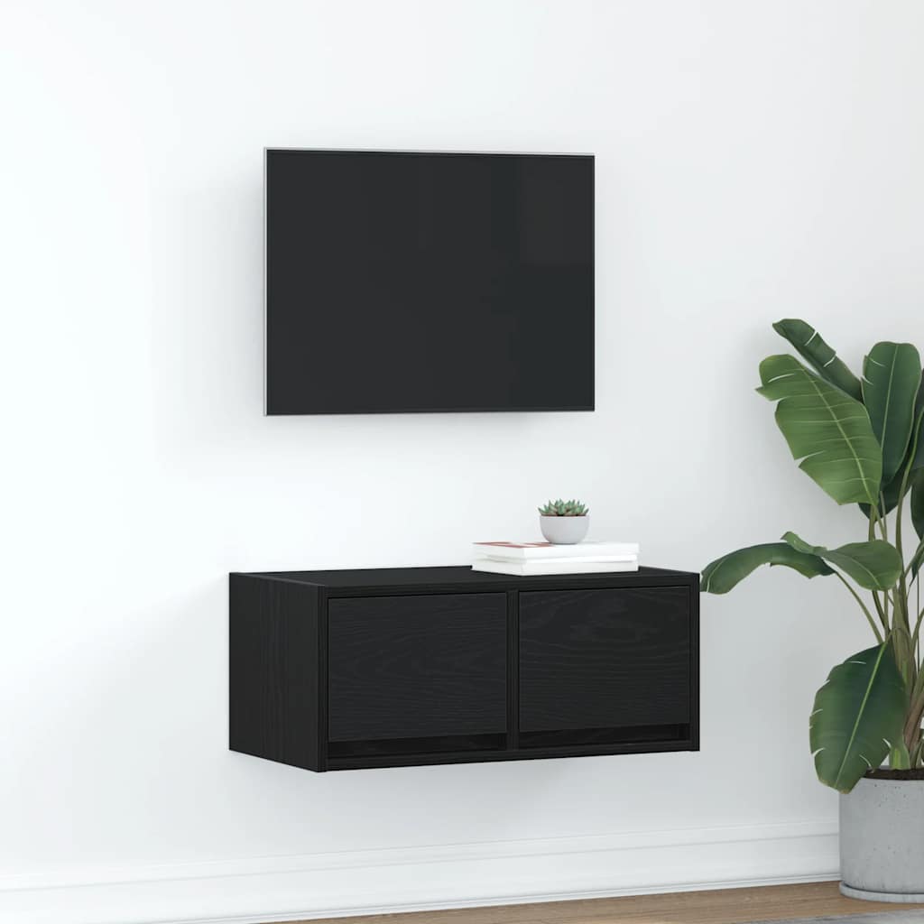 Mueble de pared TV con luces LED gris hormigón 140x31x38 cm