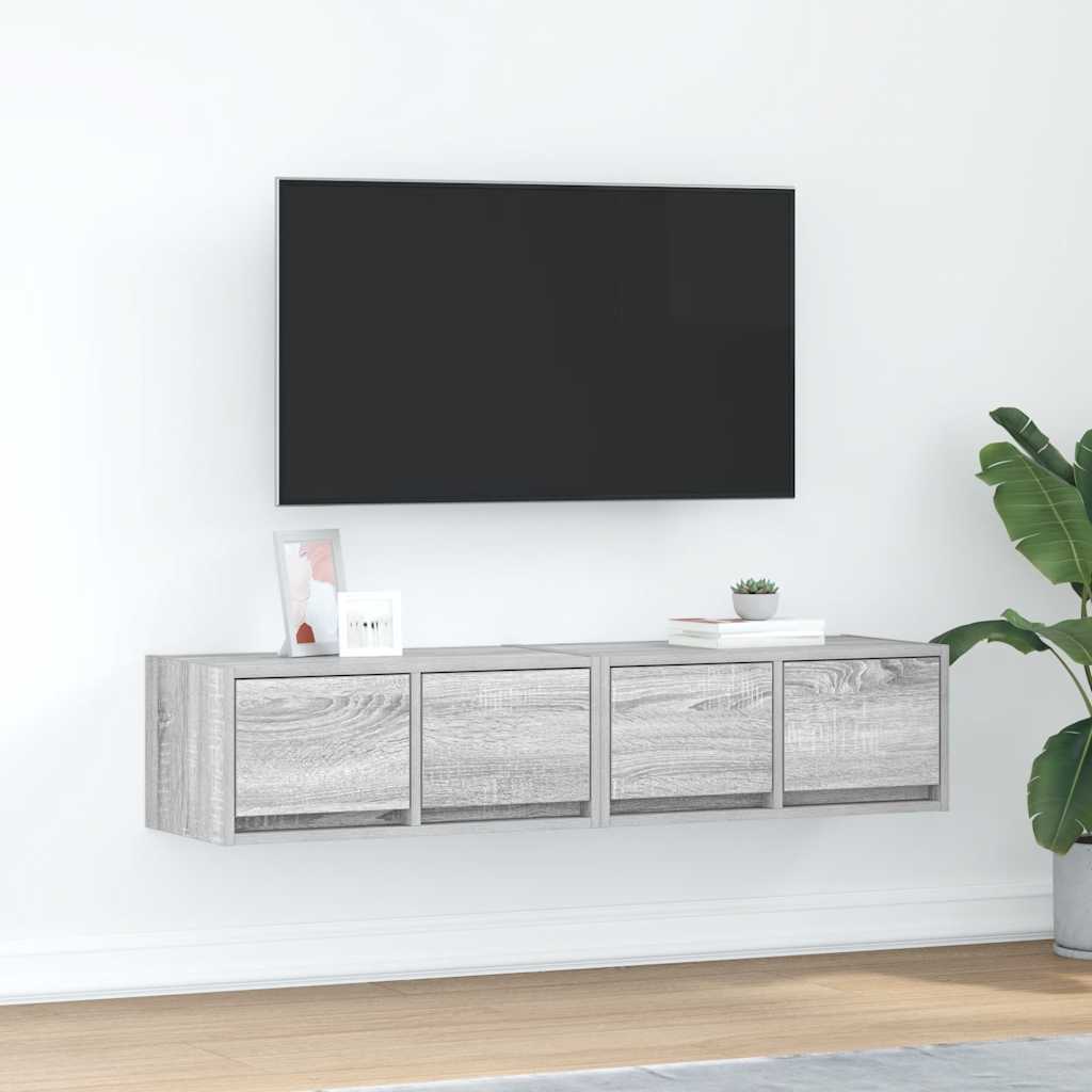 Muebles de TV 2 uds 100x31x25,5 cm Madera ingeniería envejecida