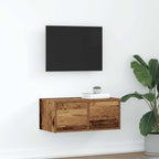 Mueble de pared TV con luces LED gris hormigón 140x31x38 cm