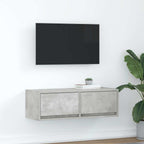 Mueble de pared TV con luces LED gris hormigón 140x31x38 cm