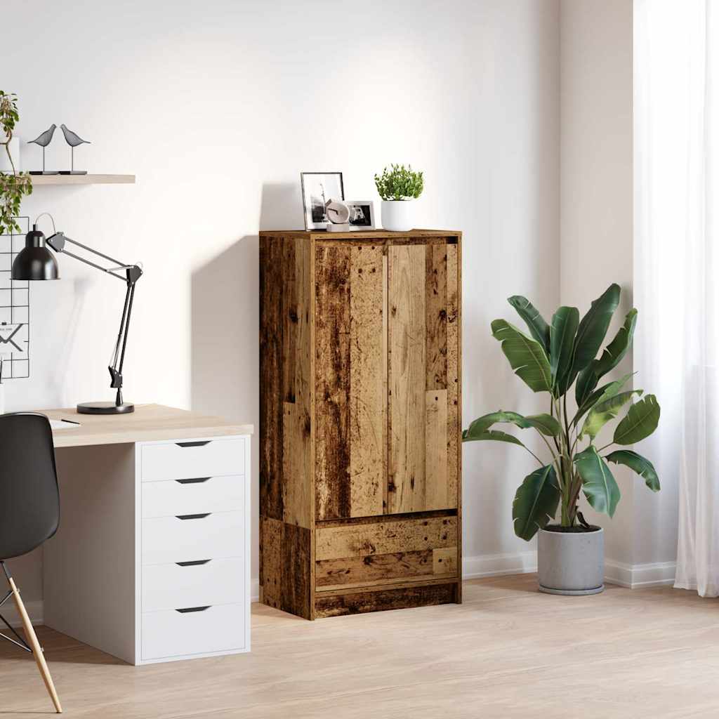Armario con cajón blanco 55,5x34x119,5 cm Madera de ingeniería