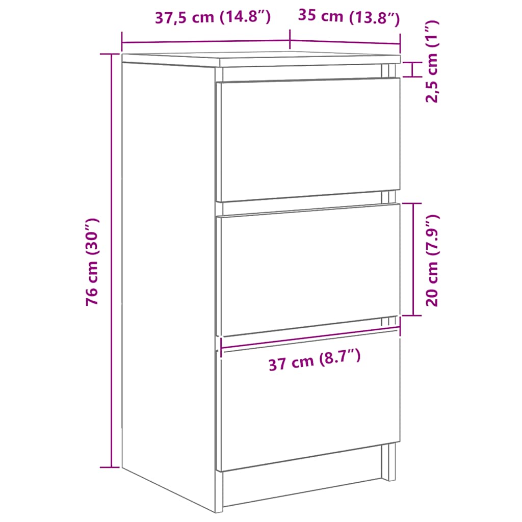 Aparador Artisan Roble 37,5x35x76 cm Madera de ingeniería