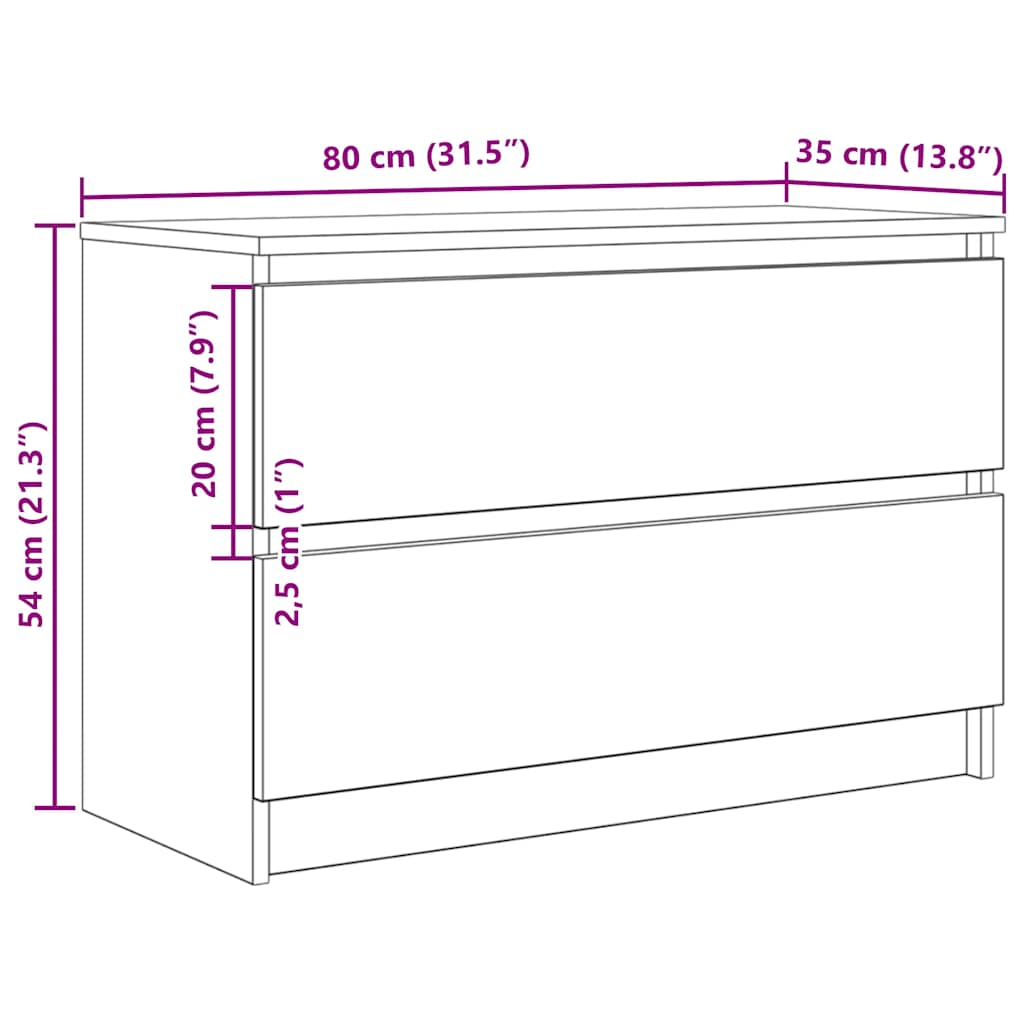 Mueble de TV marrón roble 80x35x54 cm madera de ingeniería