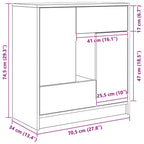 Aparador con cajones y puertas blanco 70,5x34x74,5 cm