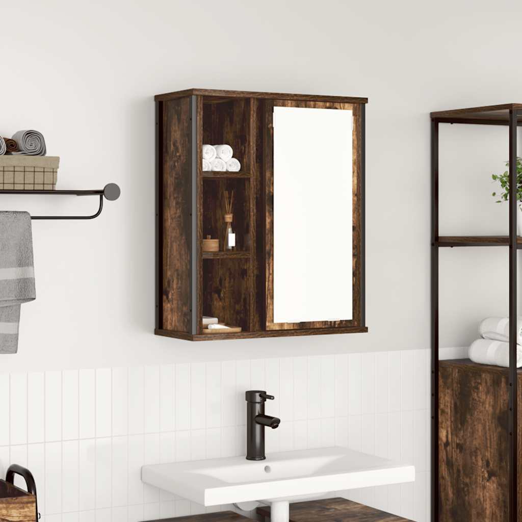 Mueble de baño de pared con espejo gris Sonoma 50x21x60 cm