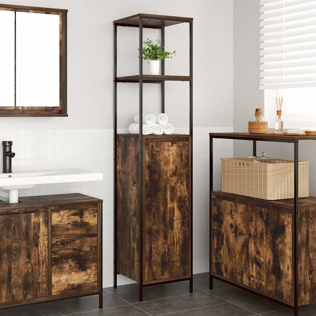 Mueble de baño con estantes gris Sonoma 36x35x165 cm