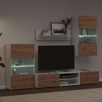 Muebles de TV 5 piezas con iluminación LED roble artesanal