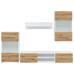 Muebles de TV 5 piezas con iluminación LED roble artesanal