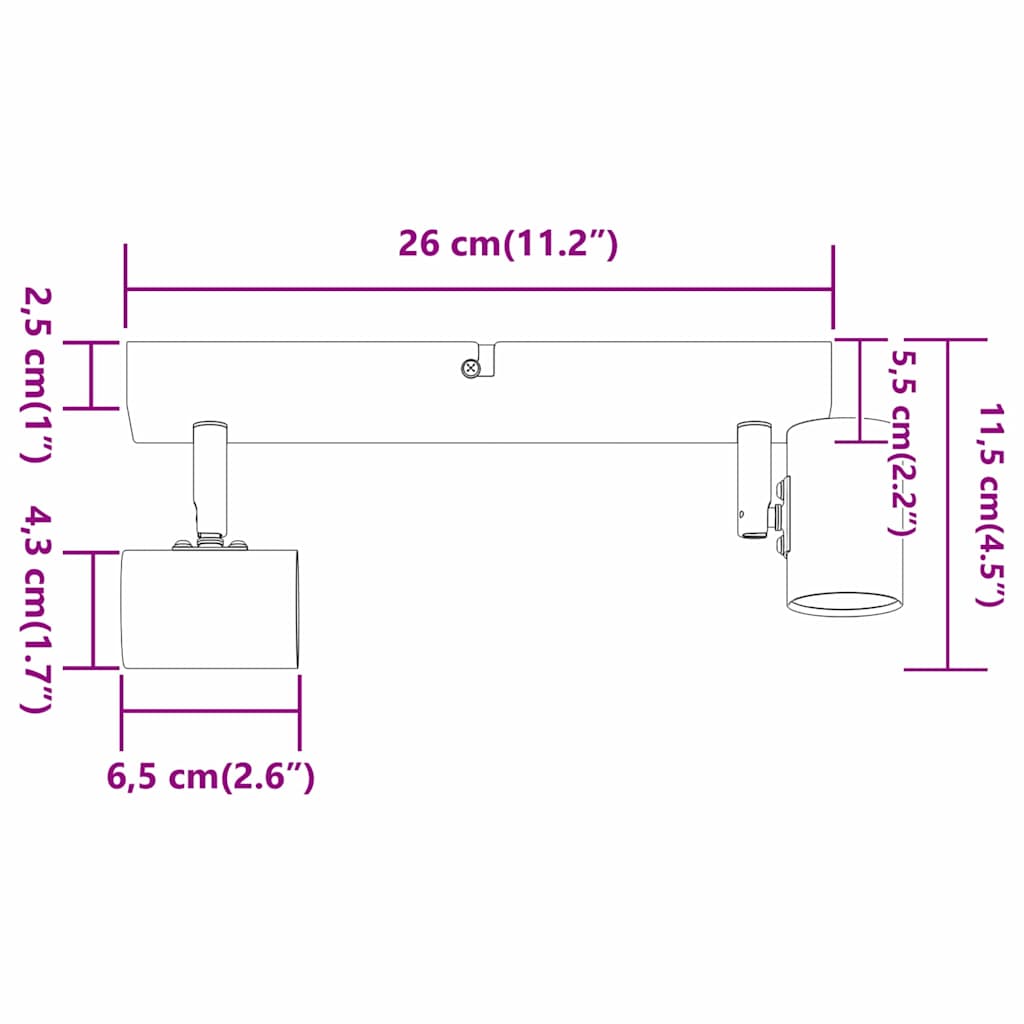 Foco de techo con focos 26 x 6,5 x 11,5 cm Metal