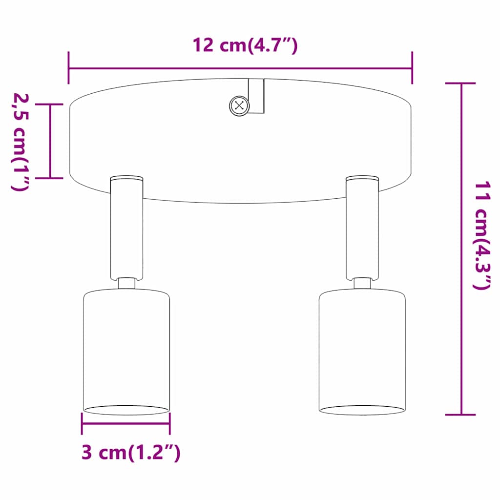 Foco de techo con focos Níquel 12 x 8 cm Acero