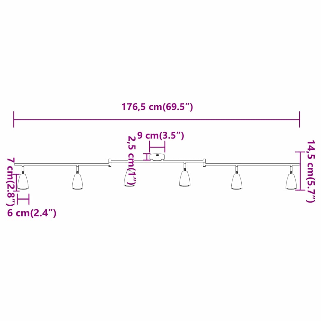 Foco de techo con focos 176,5 x 12,5 x 13,5 cm Metal