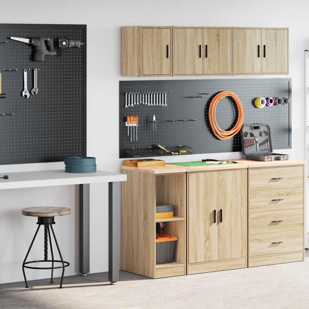 Armarios 2 uds para garaje madera de ingeniería blanco