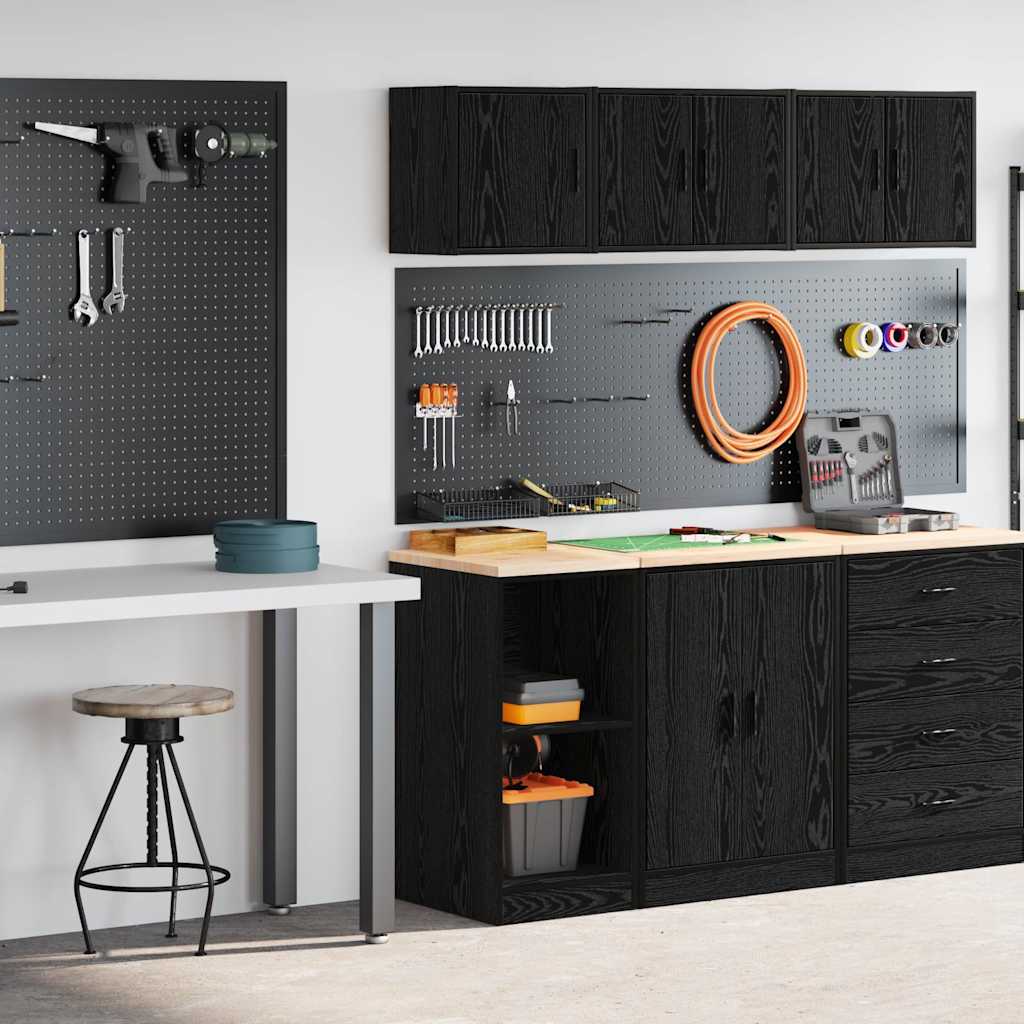 Armarios 2 uds para garaje madera de ingeniería blanco