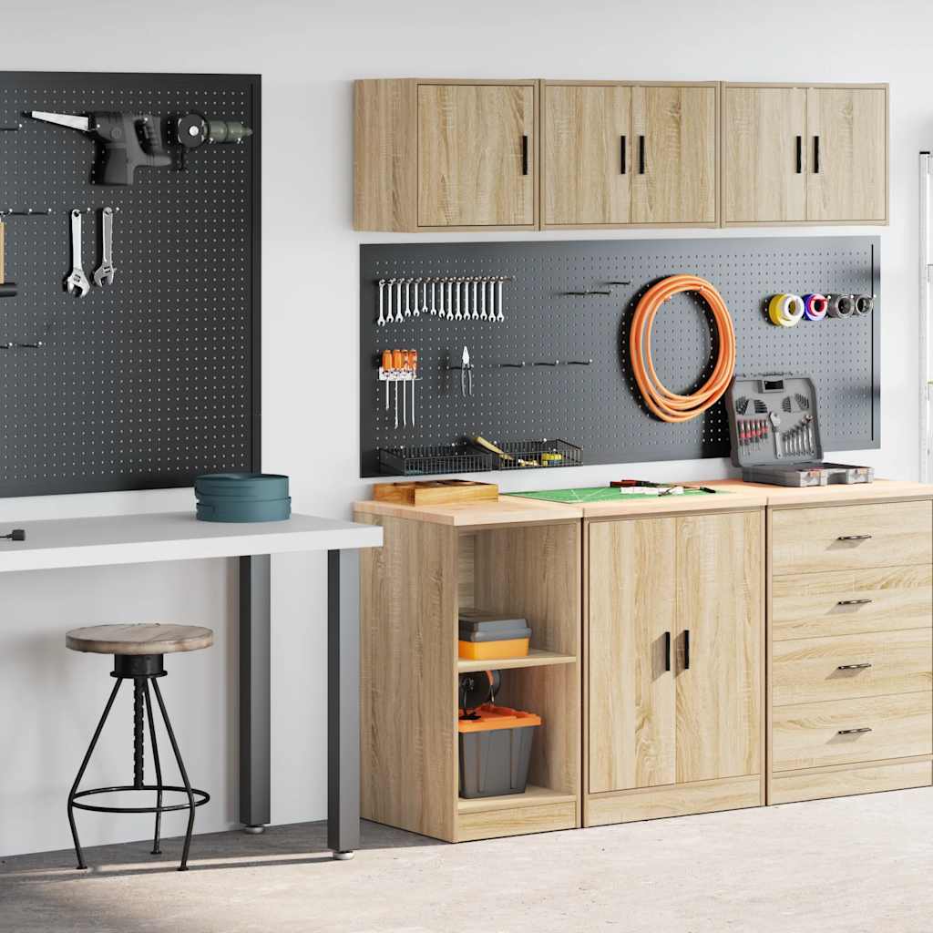 Armarios 2 uds para garaje madera de ingeniería blanco