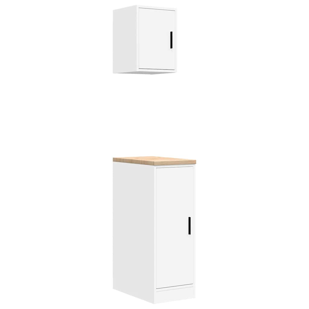 Armarios 2 uds para garaje madera de ingeniería blanco