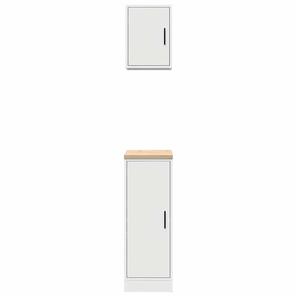 Armarios 2 uds para garaje madera de ingeniería blanco