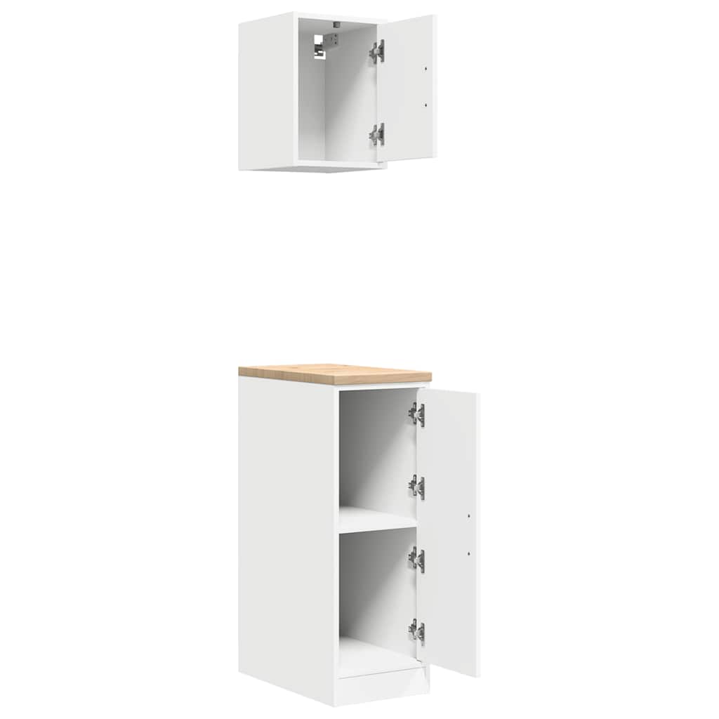 Armarios 2 uds para garaje madera de ingeniería blanco