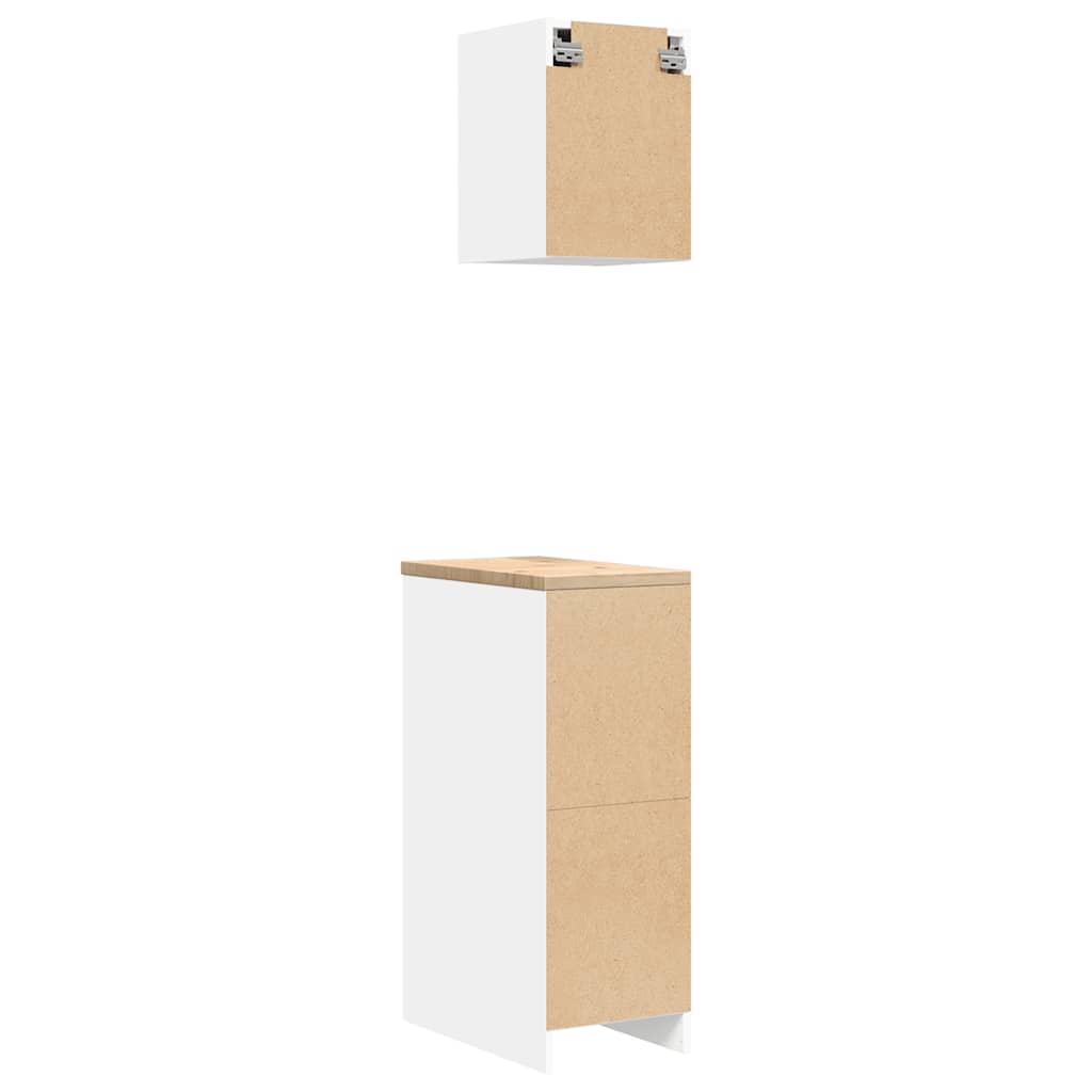 Armarios 2 uds para garaje madera de ingeniería blanco