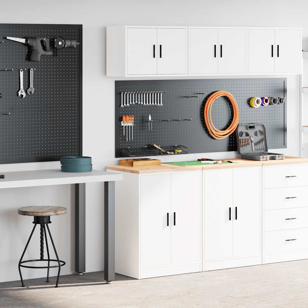 Armarios 2 uds para garaje madera de ingeniería blanco