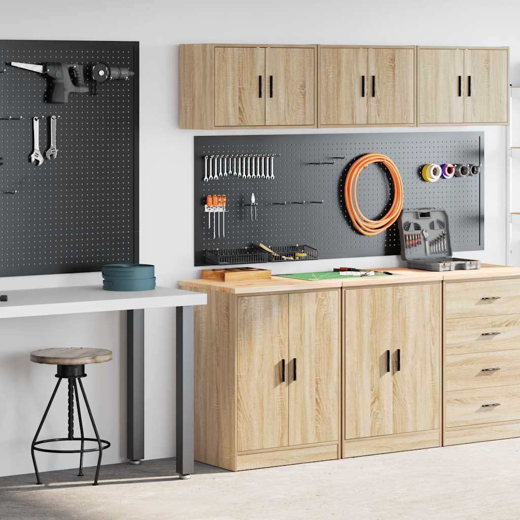 Armarios 2 uds para garaje madera de ingeniería blanco