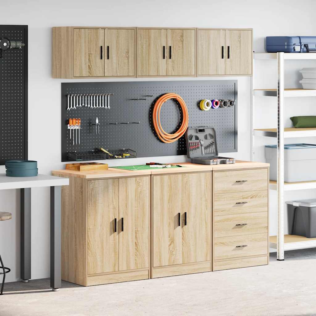 Armarios 2 uds para garaje madera de ingeniería blanco
