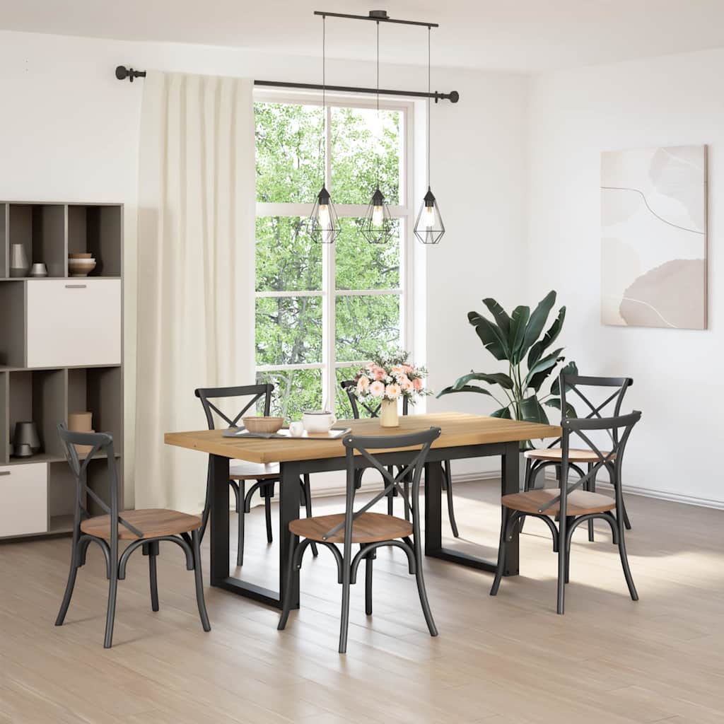 Mesa de comedor "NOAIN" patas U madera maciza pino 180x90x75 cm