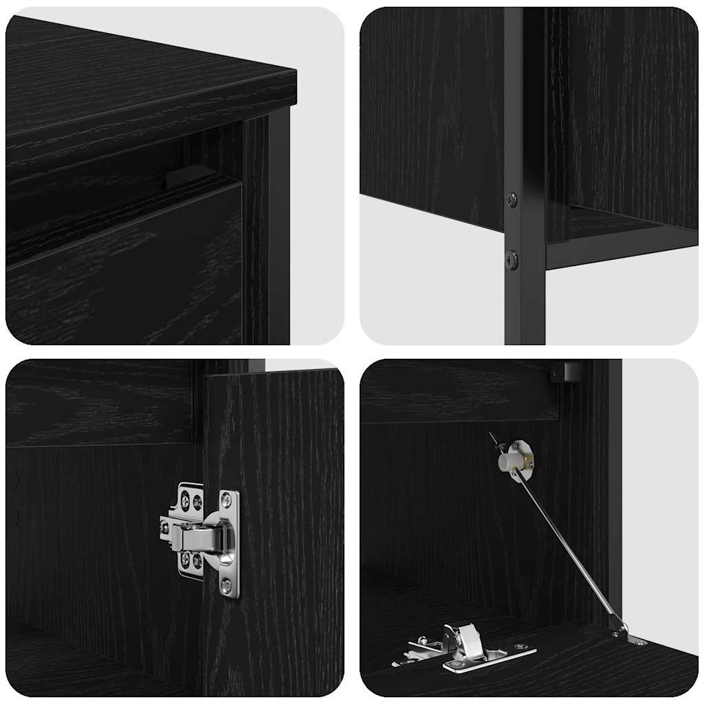 Juego de muebles de baño 3 pcs Roble Negro Madera de ingeniería