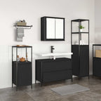 Juego de muebles de baño 3 pcs Roble Negro Madera de ingeniería
