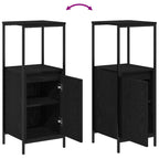 Juego de muebles de baño 3 pcs Roble Negro Madera de ingeniería