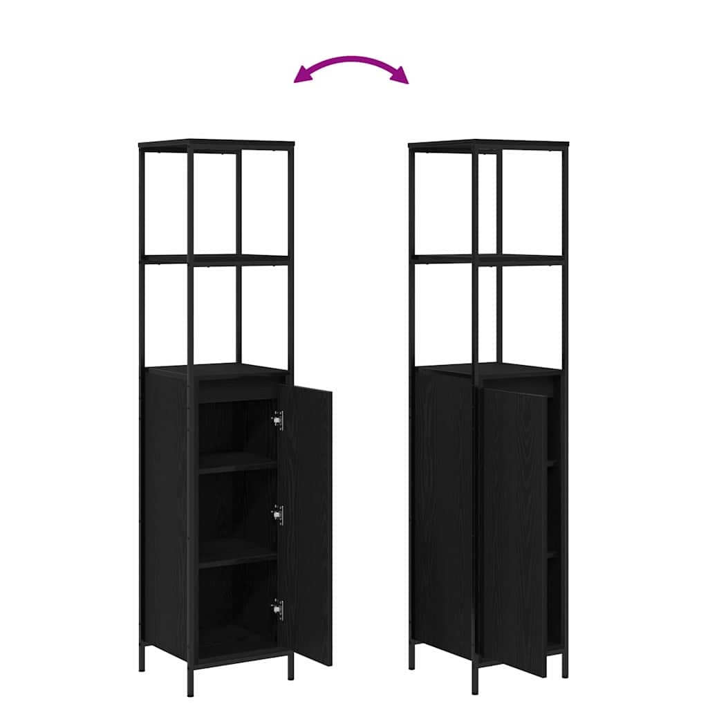 Juego de muebles de baño 3 pcs Roble Negro Madera de ingeniería