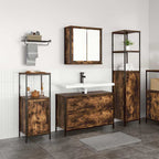 Juego de muebles de baño con cajón 3 pcs Roble ahumado