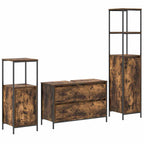 Juego de muebles de baño con cajón 3 pcs Roble ahumado