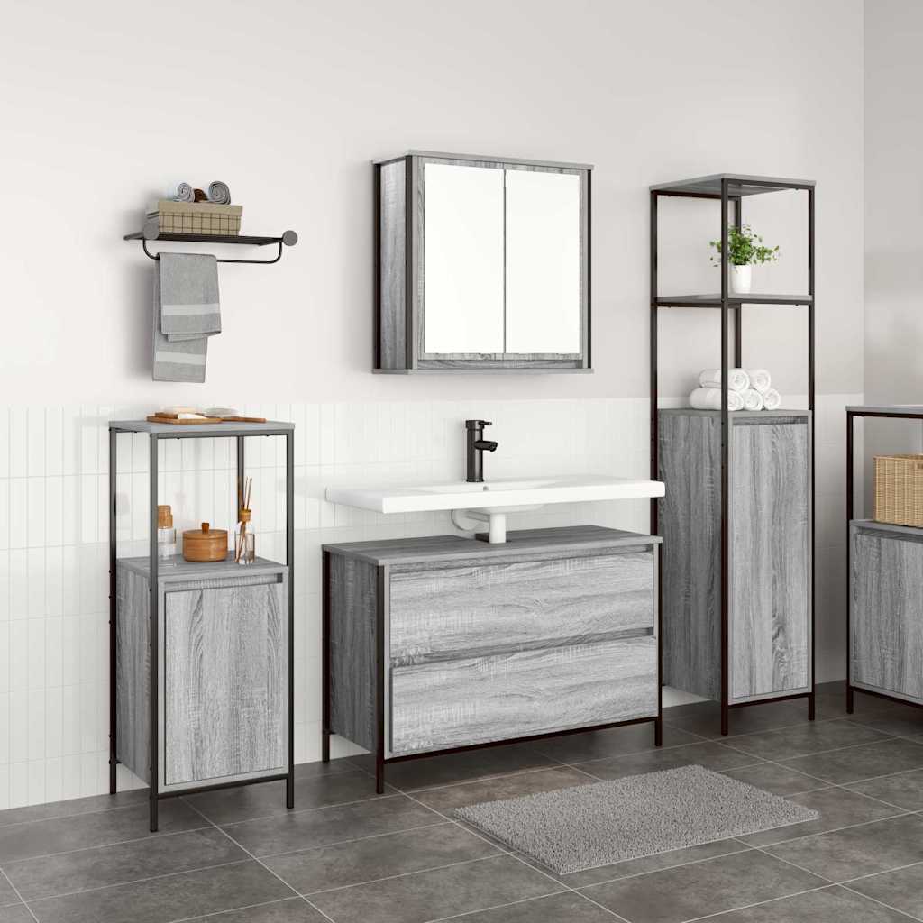 Juego de muebles de baño 3 pcs Gris Sonoma Madera de ingeniería