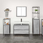 Juego de muebles de baño 3 pcs Gris Sonoma Madera de ingeniería
