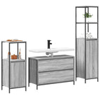 Juego de muebles de baño 3 pcs Gris Sonoma Madera de ingeniería