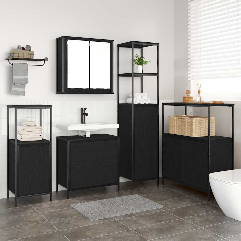 Juego de muebles de baño 5 pcs Beige Madera de ingeniería