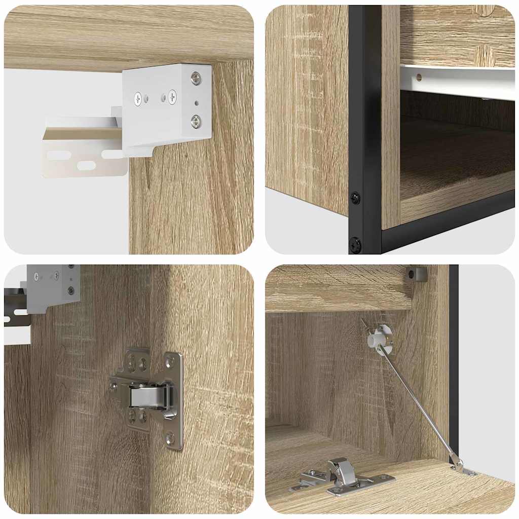 Juego de muebles de baño 5 pcs Beige Madera de ingeniería