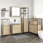 Juego de muebles de baño 5 pcs Beige Madera de ingeniería