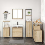 Juego de muebles de baño 5 pcs Beige Madera de ingeniería