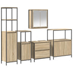 Juego de muebles de baño 5 pcs Beige Madera de ingeniería