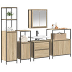 Juego de muebles de baño 5 pcs Beige Madera de ingeniería