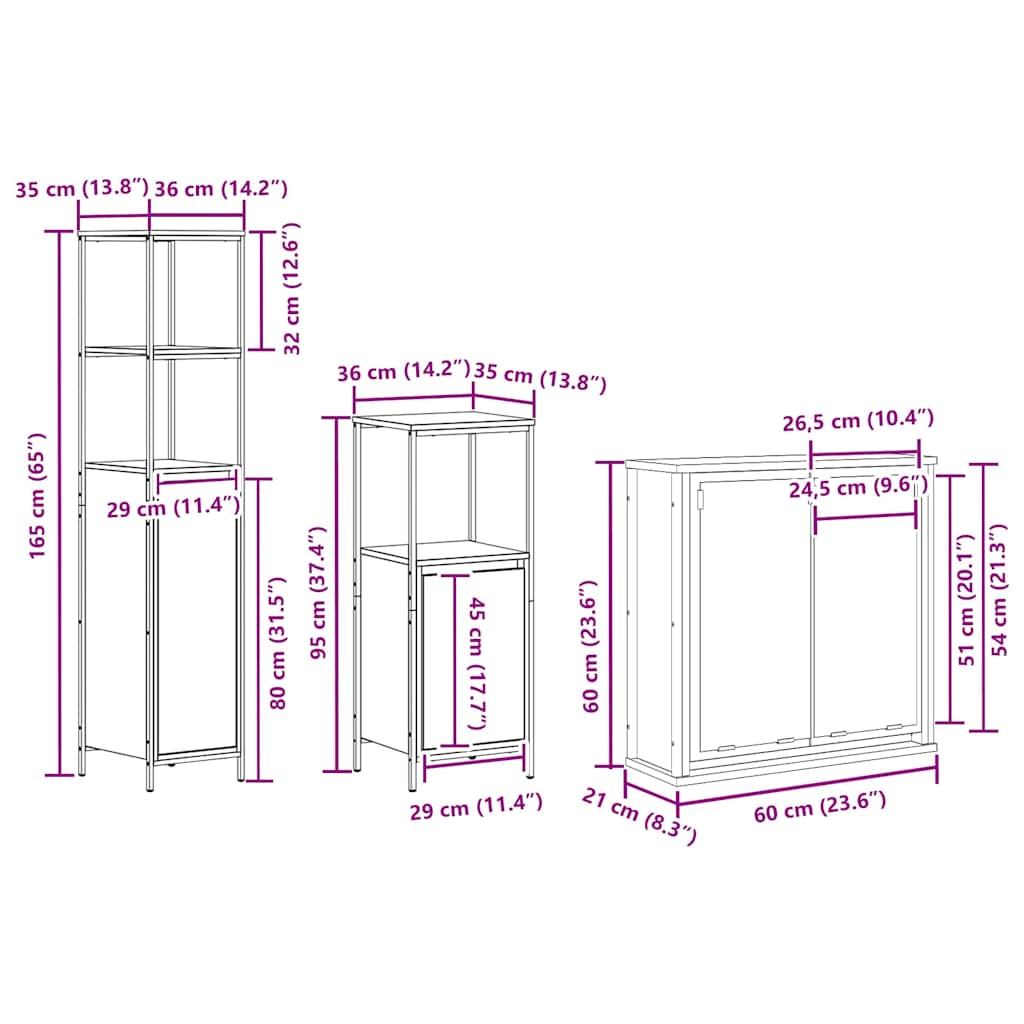 Juego de muebles de baño 5 pcs Beige Madera de ingeniería