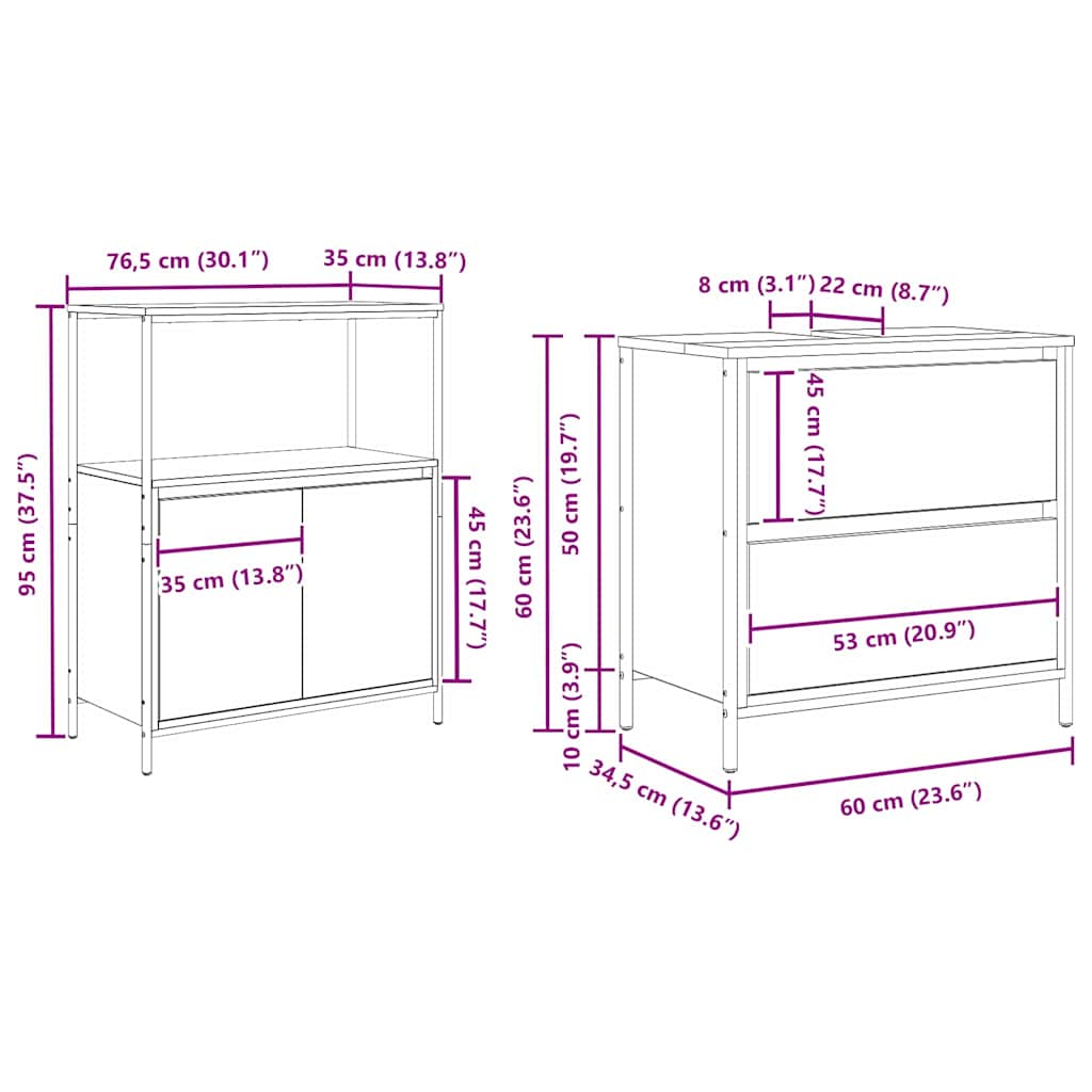 Juego de muebles de baño 5 pcs Beige Madera de ingeniería