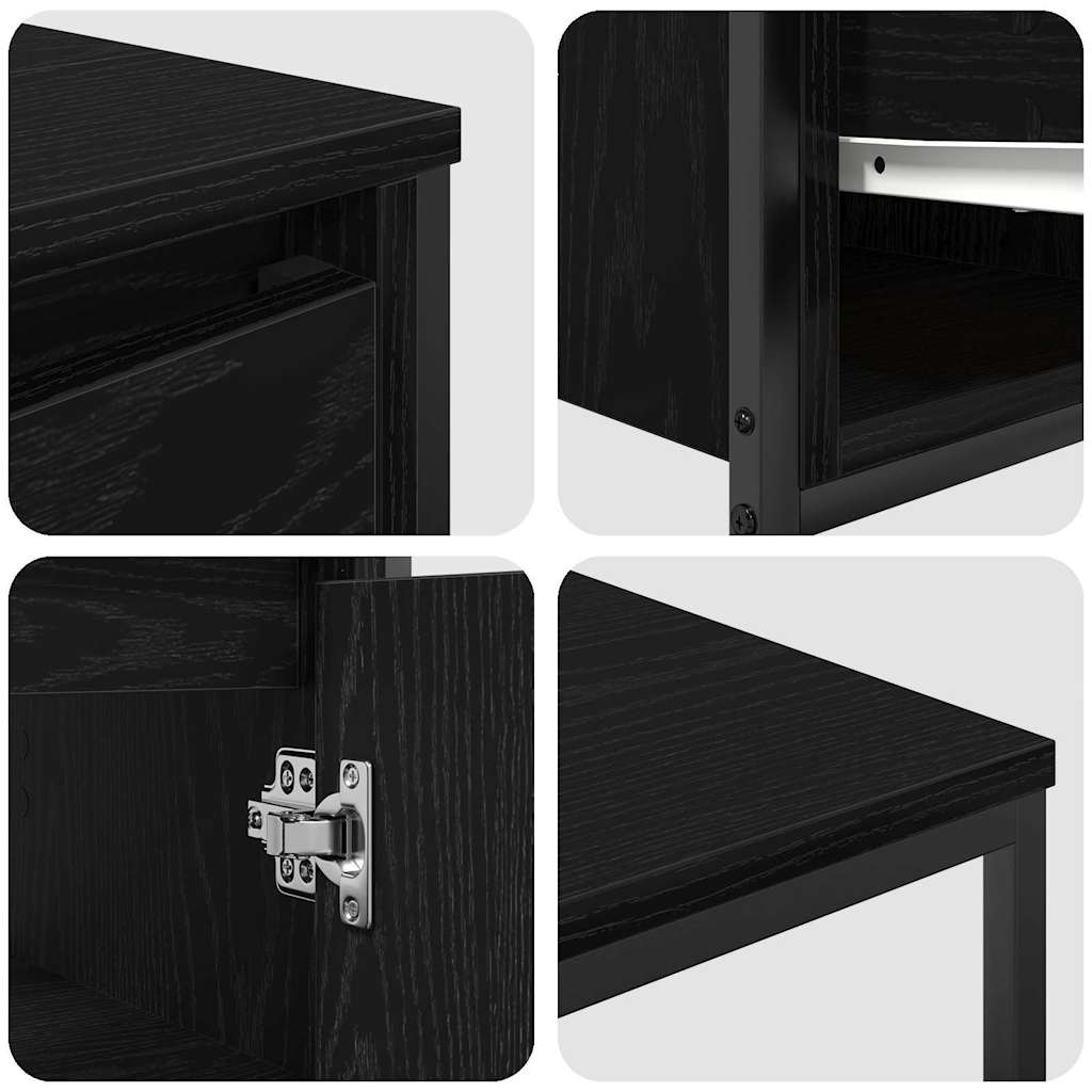 Juego de muebles de baño con cajón con puerta 2 pcs Roble negro