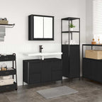 Juego de muebles de baño con cajón con puerta 2 pcs Roble negro