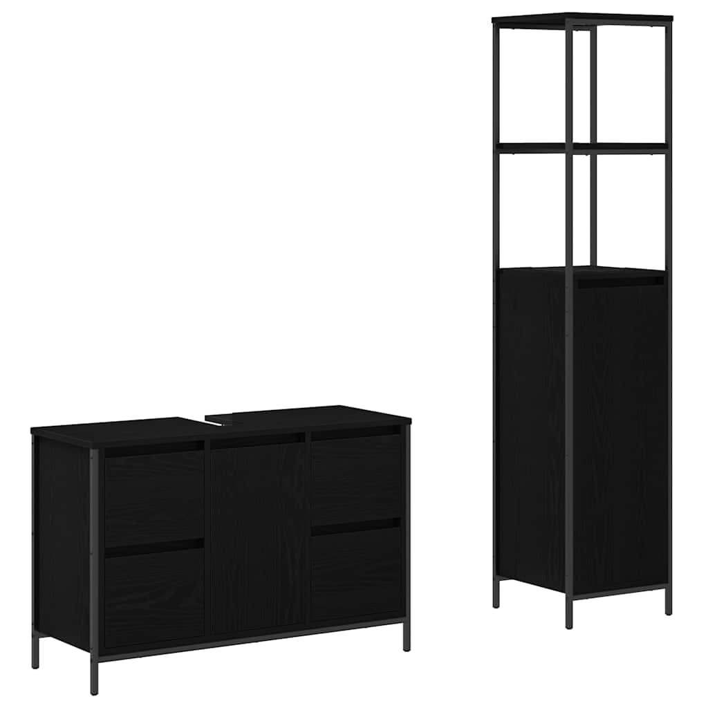 Juego de muebles de baño con cajón con puerta 2 pcs Roble negro