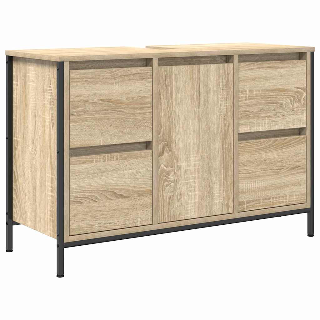 Juego de muebles de baño con cajón 2 pcs Roble Sonoma y Negro
