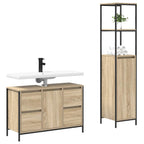 Juego de muebles de baño con cajón 2 pcs Roble Sonoma y Negro